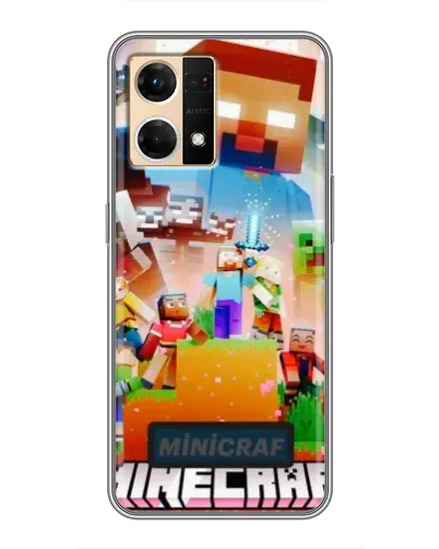 Чехол для OPPO Reno7 4G с картинкой «Minecraft герои игры»