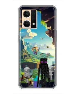 Чехол для OPPO Reno7 4G с картинкой «Эндермен в лесу»