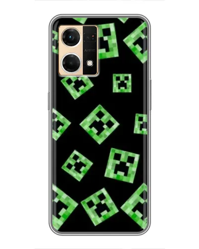 Чехол для OPPO Reno7 4G с картинкой «Паттерн с криперами»