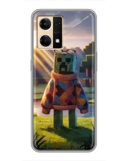 Чехол для OPPO Reno7 4G с картинкой «Крипер в свитере»