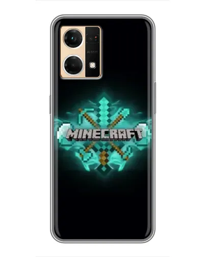 Чехол для OPPO Reno7 4G с картинкой «Minecraft Diamond лого»