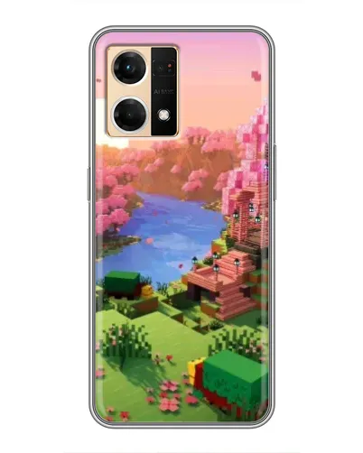 Чехол для OPPO Reno7 4G с картинкой «Розовое дерево Minecraft»