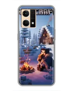 Чехол для OPPO Reno7 4G с картинкой «Зимний Minecraft»