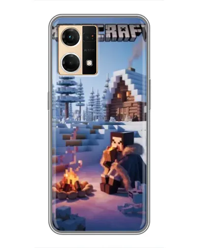 Чехол для OPPO Reno7 4G с картинкой «Зимний Minecraft»
