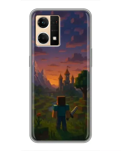 Чехол для OPPO Reno7 4G с картинкой «Стив у башни»
