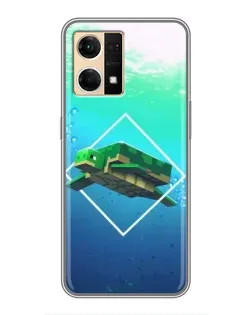 Чехол для OPPO Reno7 4G с картинкой «Черепаха Minecraft»