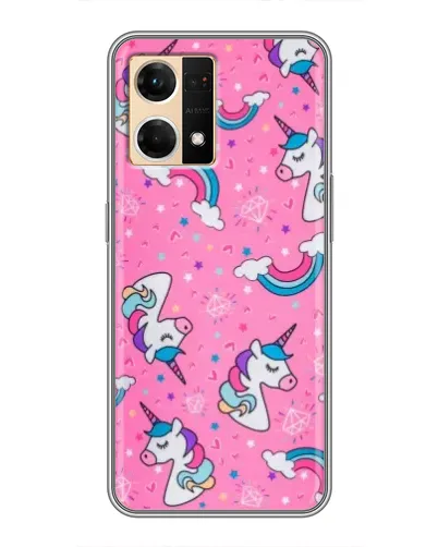 Чехол для OPPO Reno7 4G с картинкой «Unicorn паттерн розовый» Чехол для OPPO Reno7 4G с картинкой «Unicorn паттерн розовый»