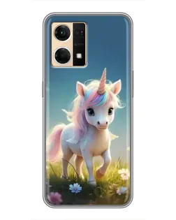 Чехол для OPPO Reno7 4G с картинкой «Единорог на поляне» Чехол для OPPO Reno7 4G с картинкой «Единорог на поляне»