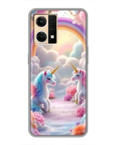 Чехол для OPPO Reno7 4G с картинкой «Радуга и единороги» Чехол для OPPO Reno7 4G с картинкой «Радуга и единороги»