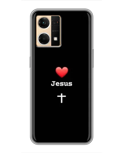 Чехол для OPPO Reno7 4G с картинкой «Сердце - Jesus»