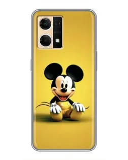 Чехол для OPPO Reno7 4G с картинкой «Микки на желтом»