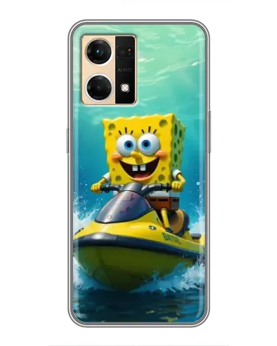 Чехол для OPPO Reno7 4G с картинкой «Спанч Боб на гидроцикле»