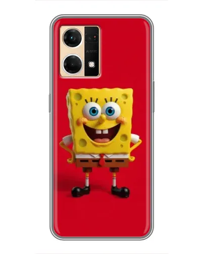 Чехол для OPPO Reno7 4G с картинкой «Спанч Боб на красном»