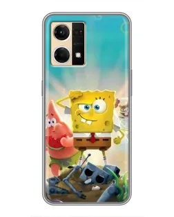Чехол для OPPO Reno7 4G с картинкой «Спанч Боб победитель»