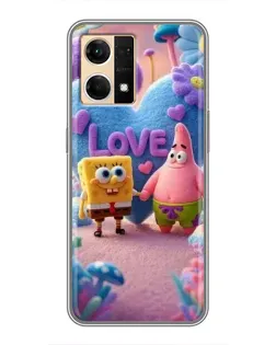 Чехол для OPPO Reno7 4G с картинкой «Губка Боб Патрик»