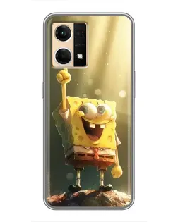 Чехол для OPPO Reno7 4G с картинкой «Сияющий Спанч Боб»