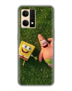 Чехол для OPPO Reno7 4G с картинкой «Друзья на лужайке»