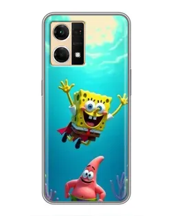 Чехол для OPPO Reno7 4G с картинкой «Спанч Боб под водой»
