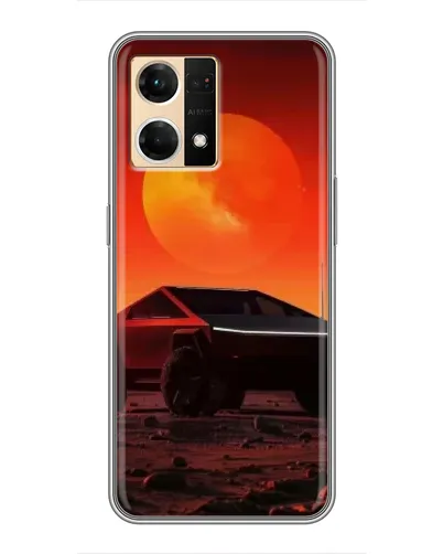 Чехол для OPPO Reno7 4G с картинкой «Cybertruck на Марсе»