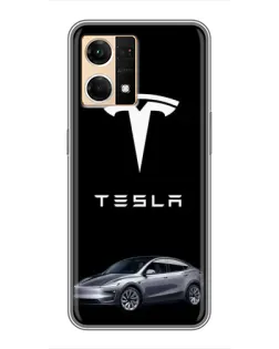 Чохол для OPPO Reno7 4G з картинкою «Tesla Model Y»