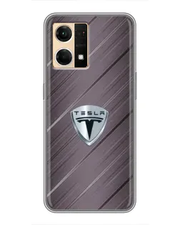 Чохол для OPPO Reno7 4G з картинкою «Металева текстура Tesla»