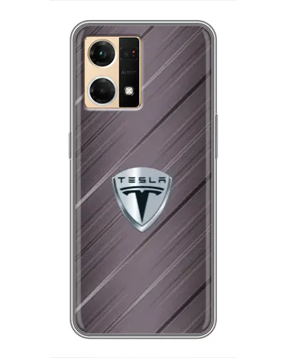 Чехол для OPPO Reno7 4G с картинкой «Металлическая текстура Tesla»