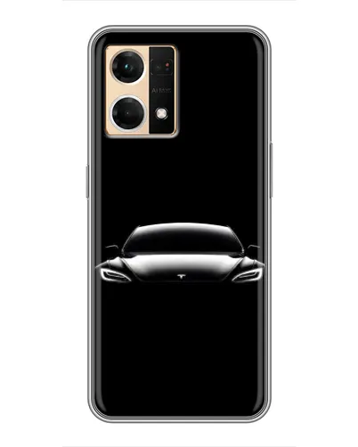 Чехол для OPPO Reno7 4G с картинкой «Фары Tesla Night»