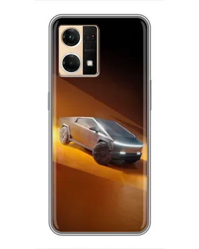 Чехол для OPPO Reno7 4G с картинкой «Cybertruck в пустыне»
