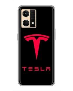 Чохол для OPPO Reno7 4G з картинкою «Tesla Red Logo»