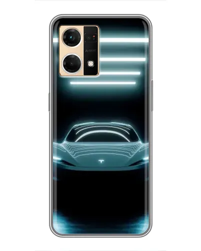 Чехол для OPPO Reno7 4G с картинкой «Tesla в неоне»