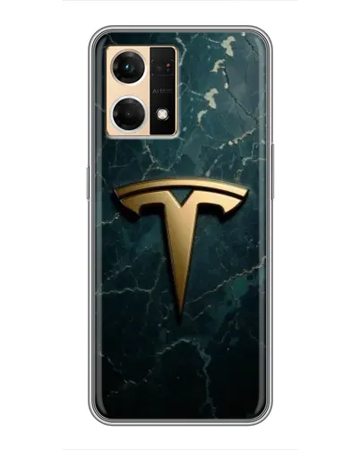 Чехол для OPPO Reno7 4G с картинкой «Мраморная Tesla Gold»