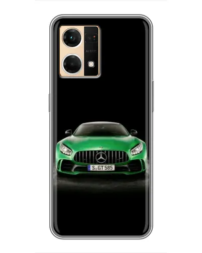 Чехол для OPPO Reno7 4G с картинкой «Mercedes — неоновый лого»
