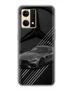 Чехол для OPPO Reno7 4G с картинкой «Mercedes AMG — графика»