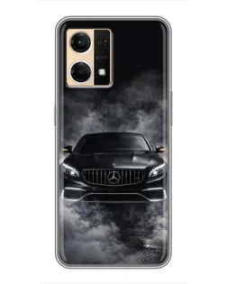 Чехол для OPPO Reno7 4G с картинкой «Mercedes в дыму»