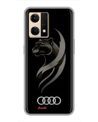 Чехол для OPPO Reno7 4G с картинкой «Графика — пантера и Audi»