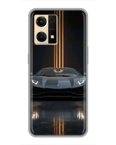 Чехол для OPPO Reno7 4G с картинкой «Lamborghini золотые линии»