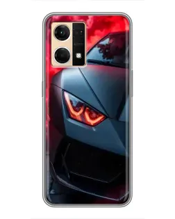Чохол для OPPO Reno7 4G з картинкою «Lamborghini червоне сяйво»