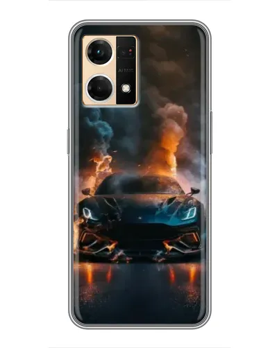 Чехол для OPPO Reno7 4G с картинкой «Lamborghini дымная эстетика»