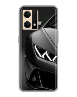 Чехол для OPPO Reno7 4G с картинкой «Lamborghini фары детализация»