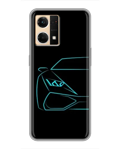 Чехол для OPPO Reno7 4G с картинкой «Голубой силуэт Lamborghini»