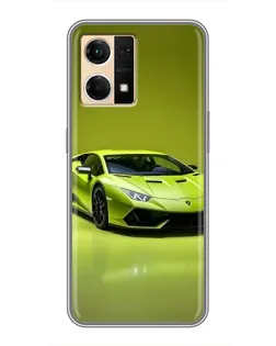 Чехол для OPPO Reno7 4G с картинкой «Салатовый Lamborghini Huracan»