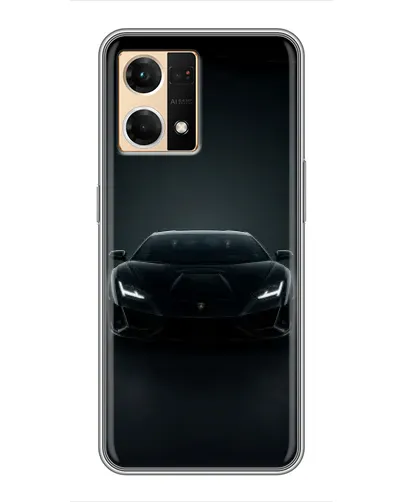 Чехол для OPPO Reno7 4G с картинкой «Черный Lamborghini Aventador»