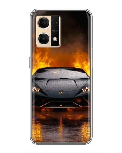 Чехол для OPPO Reno7 4G с картинкой «Lamborghini в огне»