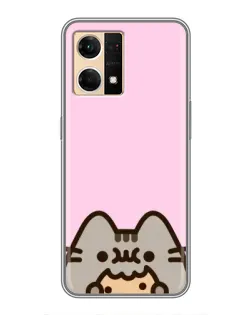 Чохол для OPPO Reno7 4G з картинкою «Pusheen та печиво»