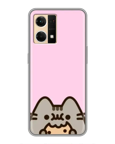 Чехол для OPPO Reno7 4G с картинкой «Pusheen и печенье»