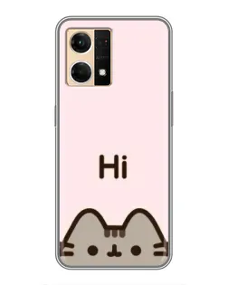 Чехол для OPPO Reno7 4G с картинкой «Пушин говорит Hi»