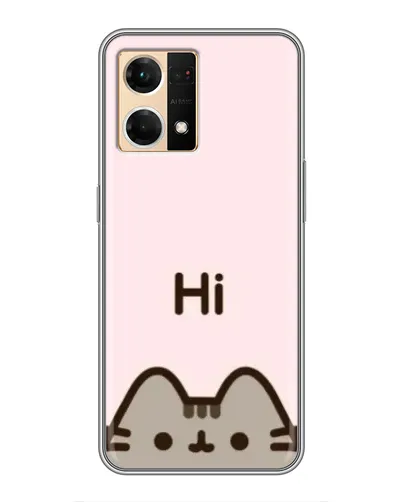 Чехол для OPPO Reno7 4G с картинкой «Пушин говорит Hi»
