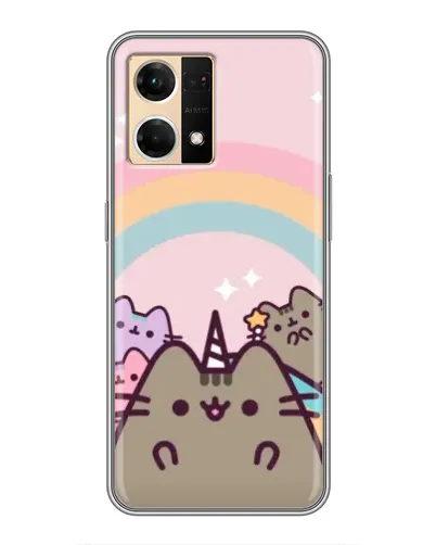 Чехол для OPPO Reno7 4G с картинкой «Единорог Pusheen»