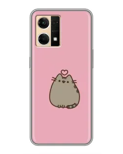Чехол для OPPO Reno7 4G с картинкой «Pusheen сердце»
