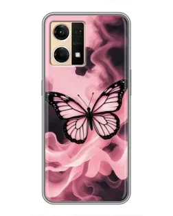 Чехол для OPPO Reno7 4G с картинкой «Бабочка в дыму»